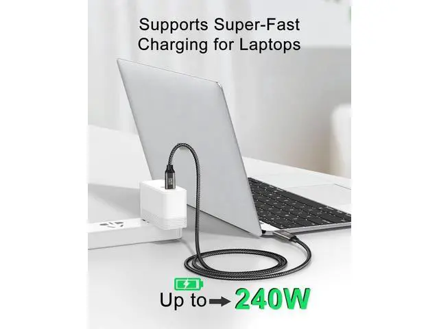 Alt view image 3 of 7 - Braided USB C Cable, USB C to USB C Cable 240W 6.6ft, USB Type C PD 3.1 Charger Fast Charging Cable for Laptop Smartphones Tablet Power Adapter etc. (2M, Black)