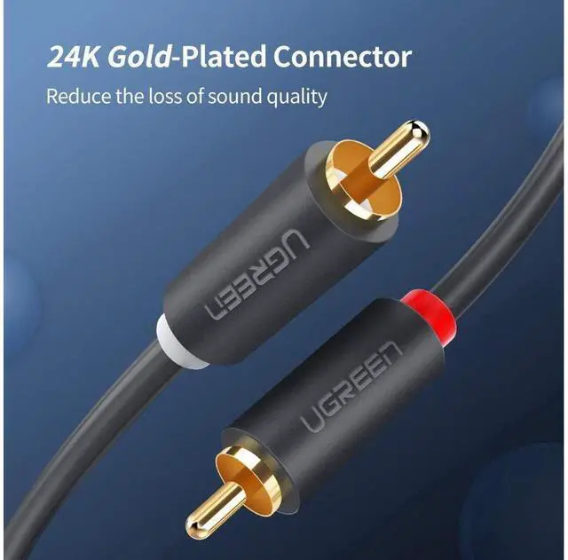 Alt view image 7 of 7 - RCA Stereo Cable/Cord (Dual 2 x RCA Male to 2 x RCA Male Audio Cable, Digital & Analogue, Double-Shielded, PRO Series) supports (Amplifiers, AV Receivers, Hi-Fi) 3 Feet