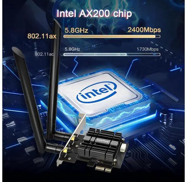 Alt view image 2 of 7 - 3000Mbps WiFi 6 PCI Express WiFi Card, Bluetooth 5.1 Dual Band 2.4G/5GHz 802. 11AC/AX Intel AX200 Chips Heat Sink Technology WiFi Network Adapter for PC Supports Windows10 (64bit) Only eokCXOY