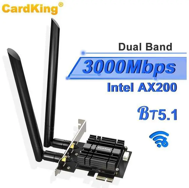 Main image of 3000Mbps WiFi 6 PCI Express WiFi Card, Bluetooth 5.1 Dual Band 2.4G/5GHz 802. 11AC/AX Intel AX200 Chips Heat Sink Technology WiFi Network Adapter for PC Supports Windows10 (64bit) Only eokCXOY
