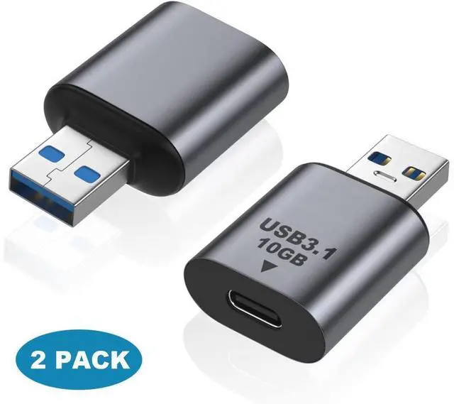 Main image of USB Male to USB C Female Adapter (2 Pack), 10Gbps USB 3.1 to Type-C Extension Coupler Converter Extender Connector Support Fast Charging for PC, Laptop, Charger, Power Bank eokCXOY