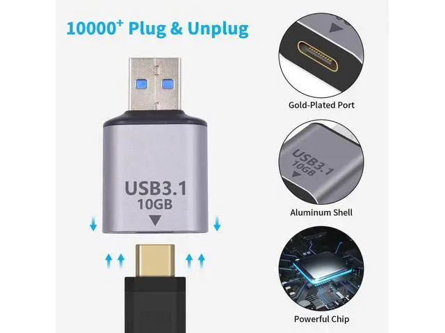Alt view image 5 of 7 - USB Male to USB C Female Adapter (2 Pack), 10Gbps USB 3.1 to Type-C Extension Coupler Converter Extender Connector Support Fast Charging for PC, Laptop, Charger, Power Bank eokCXOY