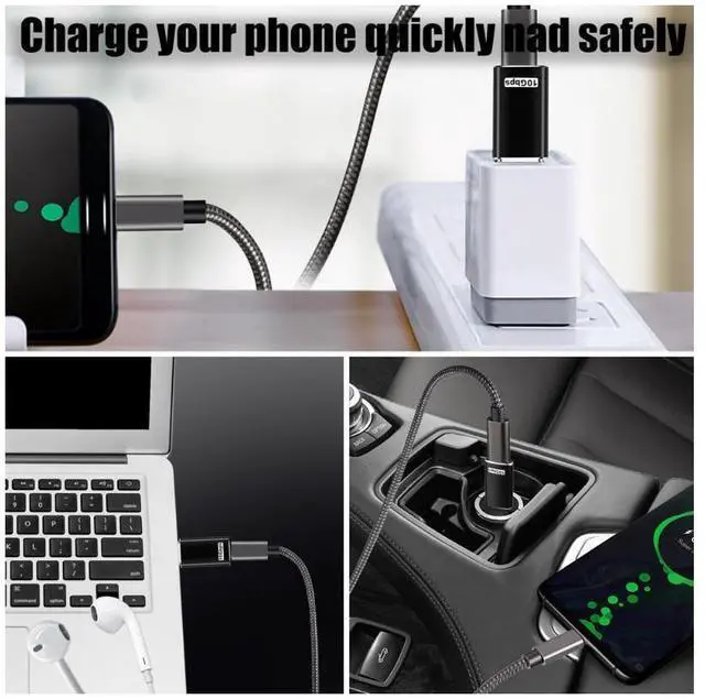 Alt view image 5 of 7 - [10Gbps] USB C Female to USB A Male Adapter [2 PACK], Double Sided 10Gbps Data Transfer Support, 3A Fast Charging, USB 3.1 Gen 2 USB A to USB C Adapter, Compatible with PC, Laptop, Charger, Power Bank