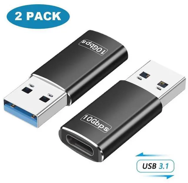 Main image of [10Gbps] USB C Female to USB A Male Adapter [2 PACK], Double Sided 10Gbps Data Transfer Support, 3A Fast Charging, USB 3.1 Gen 2 USB A to USB C Adapter, Compatible with PC, Laptop, Charger, Power Bank