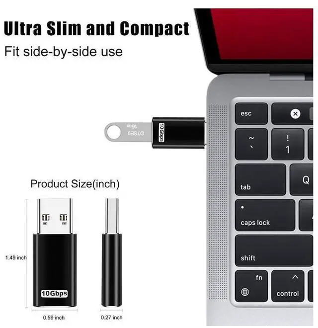 Alt view image 2 of 7 - [10Gbps] USB C Female to USB A Male Adapter [2 PACK], Double Sided 10Gbps Data Transfer Support, 3A Fast Charging, USB 3.1 Gen 2 USB A to USB C Adapter, Compatible with PC, Laptop, Charger, Power Bank