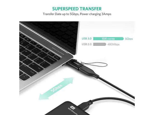 Alt view image 3 of 7 - 2-Pack USB C Adapter Hi-Speed USB Type C to USB-A 3.0, Black for MacBook Pro 2017 2016, Samsung Galaxy S9 S8 Plus Note 9 8, LG G7 ThinQ V20 G5 G6 V30, Nexus 6P 5X, Google Pixel 2 XL eokCXOY