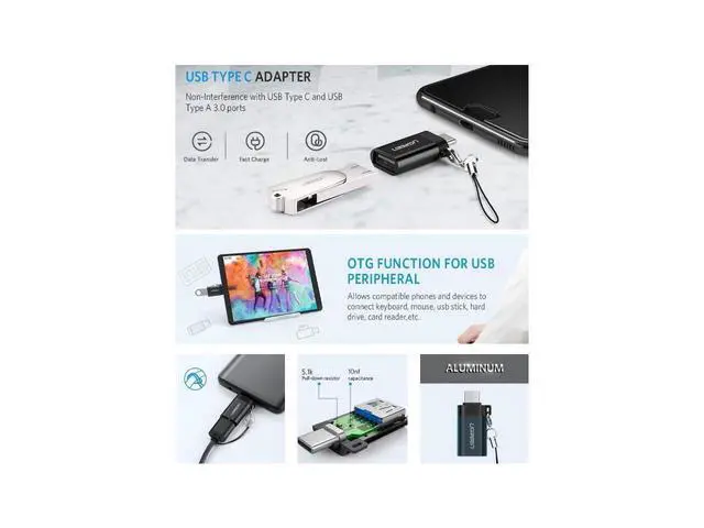 Alt view image 6 of 7 - 2-Pack USB C Adapter Hi-Speed USB Type C to USB-A 3.0, Black for MacBook Pro 2017 2016, Samsung Galaxy S9 S8 Plus Note 9 8, LG G7 ThinQ V20 G5 G6 V30, Nexus 6P 5X, Google Pixel 2 XL eokCXOY