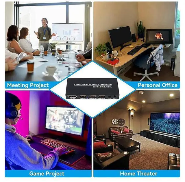 Alt view image 7 of 7 - 2 Port Displayport KVM Switch 4K 60Hz USB DP KVM 2 in 1 out DP USB KVM Switch 2x1 For PC to Share Monitor Mouse Keyboard Printer(with Wired Remote ) eokCXOY