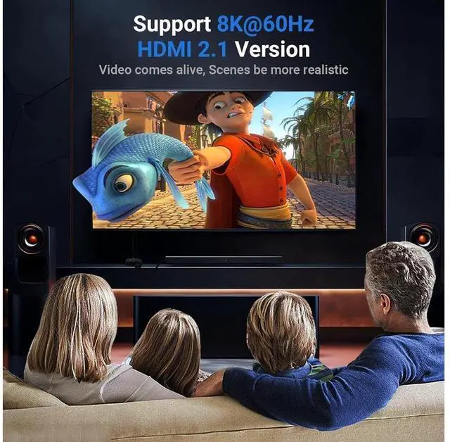 Alt view image 6 of 7 - 2 Ports HDMI Switch 8K@60Hz/4K@120Hz Splitter, Bi-Directional HDMI Switch Hub, 8K HDMI Switch 2 in 1 Out or HDMI Splitter 1 in 2 Out, with Power Cable and IR Remote Control eokCXOY