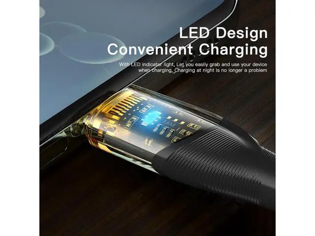 Alt view image 3 of 7 - PD 100W USB A to USB C Cable, 7A Fast Charging USB C Cable Transparent Nylon Braided Charger Cord Type C Cable for Samsung S21 S20 iPad Pro Google Pixel LG (3.3FT, 1-PACK) eokCXOY