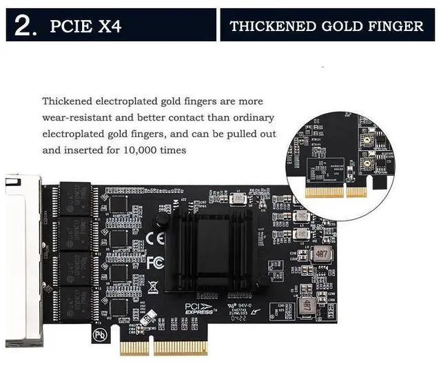 Alt view image 5 of 7 - 4 Ports 2.5G Gigabit Network Card High-speed Stable Network Card Gaming Ethernet 4-port Gigabit Network Adapter Desktop ESXi Diskless PXE Boot eokCXOY