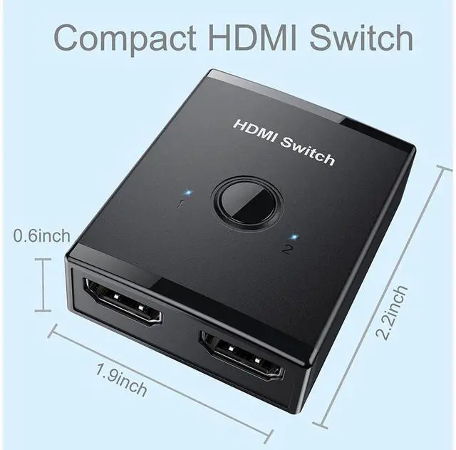 Alt view image 7 of 7 - HDMI Switch 4K @60hz HDMI Splitter, HDMI Switcher 2 in 1 Out, Bi-Directional HDMI Hub Supports HD for Xbox PS5/4/3 Blu-Ray Player Fire Stick Roku eokCXOY