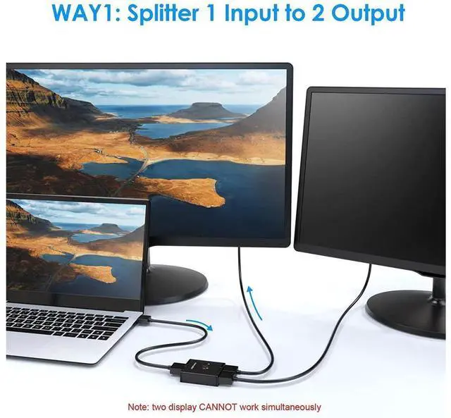 Alt view image 3 of 7 - HDMI Switch 4K @60hz HDMI Splitter, HDMI Switcher 2 in 1 Out, Bi-Directional HDMI Hub Supports HD for Xbox PS5/4/3 Blu-Ray Player Fire Stick Roku eokCXOY