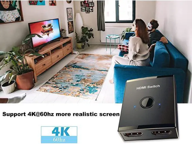 Alt view image 5 of 7 - HDMI Switch 4K @60hz HDMI Splitter, HDMI Switcher 2 in 1 Out, Bi-Directional HDMI Hub Supports HD for Xbox PS5/4/3 Blu-Ray Player Fire Stick Roku eokCXOY