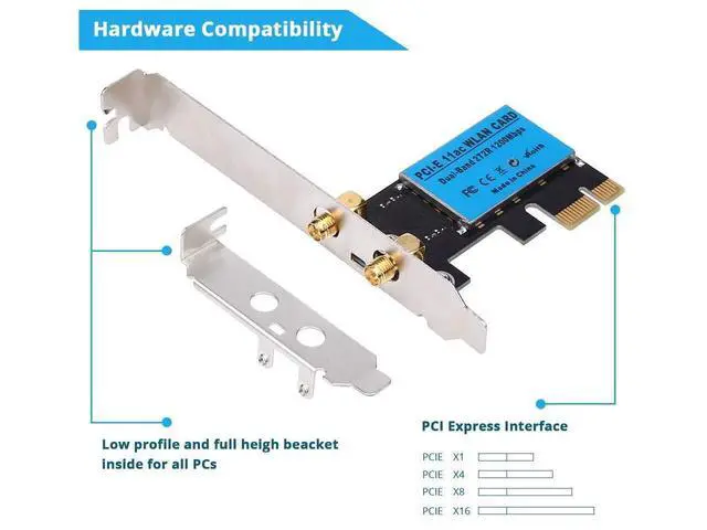 Alt view image 3 of 7 - Wireless Adapter PCI Express Network Card, Dual-Band 2.4G/5.8G Desktop Computer Built-in WiFi Adapter AC1200M, PCI-E Wifi Card with 1200Mbps Transmission Rate for Windows 10/Windows 8/Windows 7