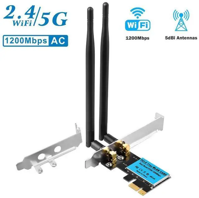 Main image of Wireless Adapter PCI Express Network Card, Dual-Band 2.4G/5.8G Desktop Computer Built-in WiFi Adapter AC1200M, PCI-E Wifi Card with 1200Mbps Transmission Rate for Windows 10/Windows 8/Windows 7