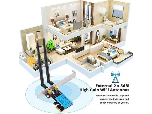 Alt view image 5 of 7 - Wireless Adapter PCI Express Network Card, Dual-Band 2.4G/5.8G Desktop Computer Built-in WiFi Adapter AC1200M, PCI-E Wifi Card with 1200Mbps Transmission Rate for Windows 10/Windows 8/Windows 7