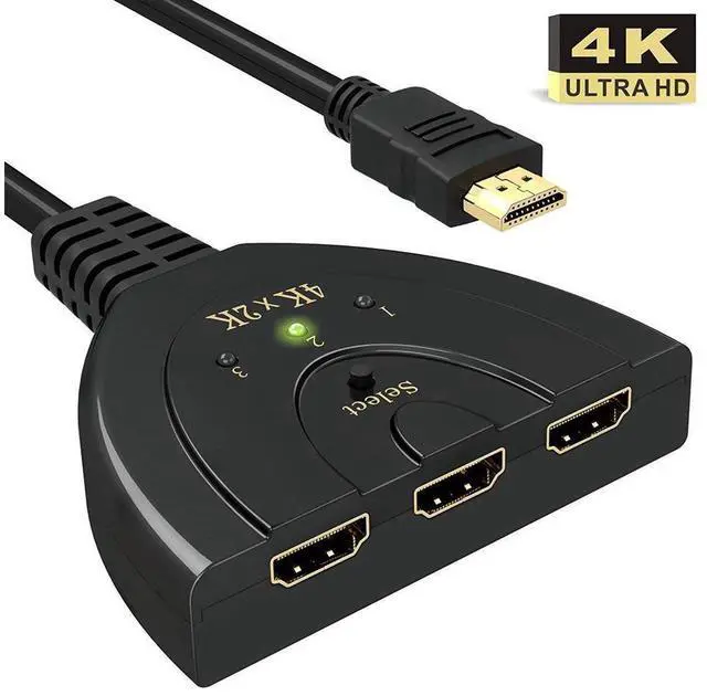 Main image of HDMI Switch, 3 Port 4K HDMI Switch 3 in 1 Out with High Speed Switch Splitter Pigtail Cable Supports Full HD 4K 1080P 3D Player HD Audio for HDTV, Projector, Computer,Monitors eokCXOY