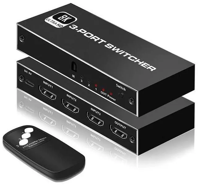 Main image of 8K HDMI 2.1 Switch, 3X1 HDMI Switch with IR Remote Control, 4K @120hz HDMI Switcher Box 8K@60Hz/4K@30Hz, 48Gbps, Support for Nintendo Switch PS4/PS5, Xbox 360/One Fire tv Stick eokCXOY