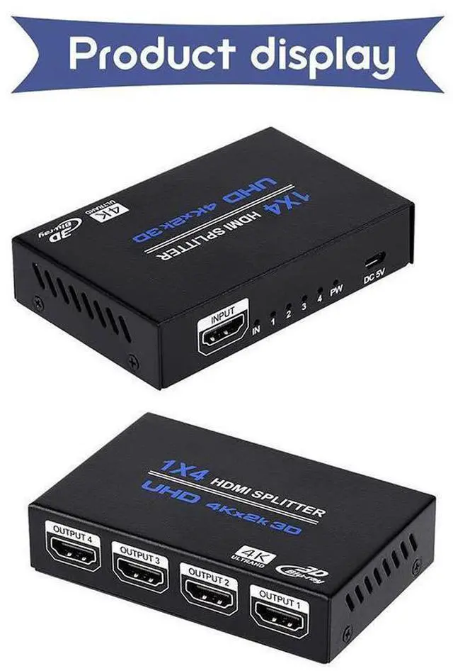 Alt view image 3 of 7 - 4K HDMI Splitter Full HD 1080P Video HDMI Switch 1 In 4 Out HDMI Amplifier 1x4 Video Splitter for HDTV DVD PS3 Xbox eokCXOY