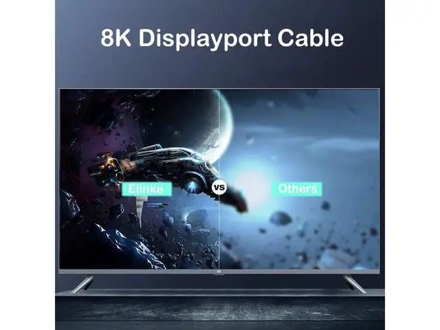 Alt view image 7 of 7 - DisplayPort Cable, DP 1.4 Cable 10ft/3M , Support 8K @60Hz, 4K @144Hz, 2K @165Hz, HBR3, HDR, DSC, FreeSync & G-Sync, 8K DP to DP Cable 32.6Gbps Nylon Braided for PC, TV, Gaming Graphics Card/Monitor