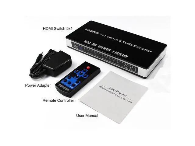Alt view image 7 of 7 - 5x1HDMI Switch HDMI with Audio Extractor ARC IR Remote HDMI Switcher, 4Kx2K 3D ARC Audio EDID 7.1CH/ADV/2CH 5 Port HDMI Audio Extractor Switch Converter for PS3, PS4, Bluray Player, Virgin Box eokCXOY