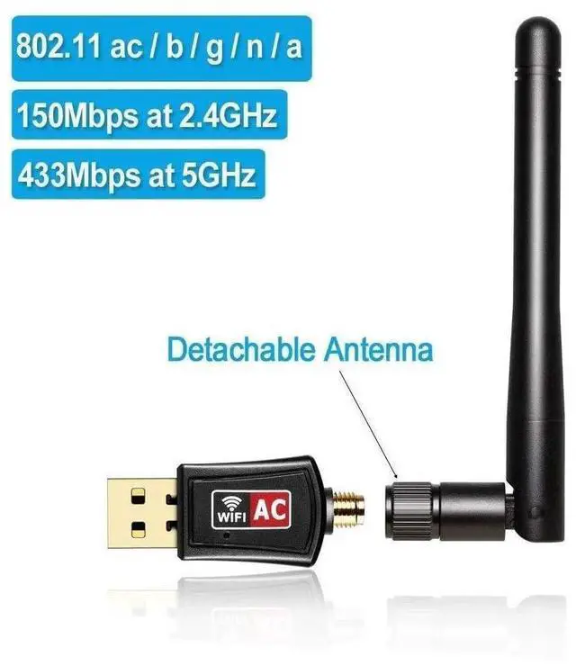 Alt view image 2 of 7 - Wifi Dongle High Speed Internet 2.4/5GHz 600Mbps Wireless USB Wifi Adapter for PC/Desktop/Laptop/Tablet, Supports Windows 10/8/7/Vista/XP/2000 eokCXOY