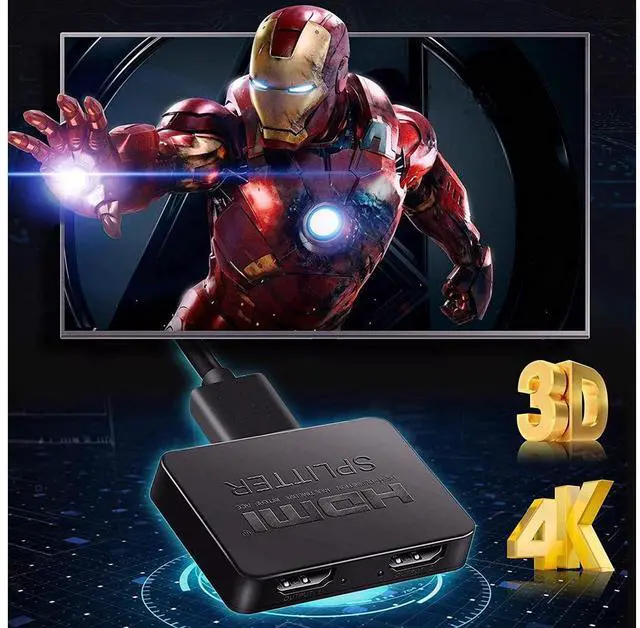 Alt view image 6 of 7 - 4K@60HZ HDMI Splitter, Auto Scaling HDMI Splitter 1 In 2 Out, HDMI2.0b Splitter for Dual Monitors [Only Duplicate/Mirror Screens, Not Extend] Support HDCP2.2, RGB 4:4:4, 18.5Gbps, Full HD 1080P 3D