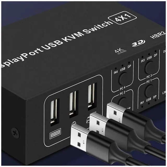 Alt view image 2 of 7 - 4 Ports Displayport KVM Switch 4K 60Hz 4 In 1 Out USB DP KVM Switch Box DP USB KVM Share Monitor Mouse Keyboard Printer Switcher eokCXOY
