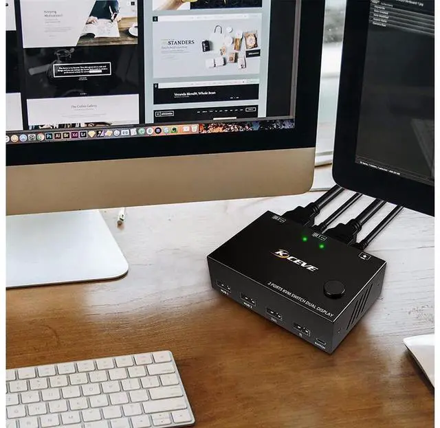 Alt view image 6 of 7 - 4K @30Hz Dual Monitor HDMI KVM Switch 2 in 2 Out, 2 Port HDMI USB KVM Switch for 2 Computers Share 2 Monitors and 4 USB 2.0 Hub, Desktop Controller and HDMI USB Cable Included eokCXOY