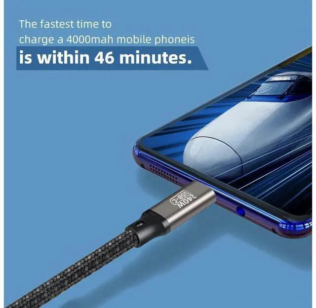 Alt view image 4 of 7 - USB C to USB C Cable 240W 3.3ft / 1M, Type C Charging Cable, USB C 240W Fast Charging Cord Nylon Braided Type-C Cable Compatible with Mac-Book Pro, iPad Pro, Air 4th, Ga-laxy S21, Pixel, and More