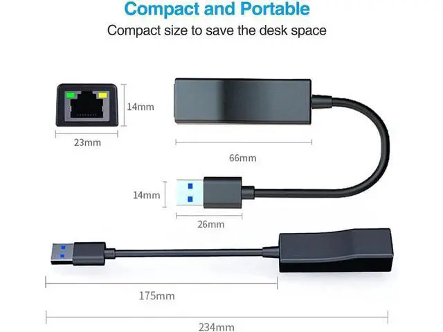 Alt view image 2 of 7 - USB 3.0 to Ethernet Adapter, USB 3.0 to 1000Mbps Network Adapter,USB to RJ45 LAN Wired Adapter for Mac-Book, Chrome-book, Windows 10,8.1,Mac OS 10.6,Surface Pro Linux,fire Stick,Laptop eokCXOY