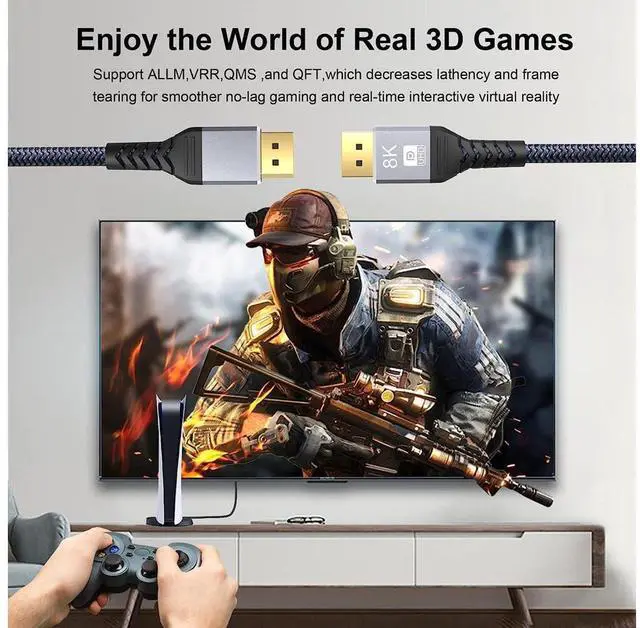 Alt view image 4 of 7 - 8K DP 1.4 Cable 3.3Feet/1m, 8K Displayport Cable, Durable Pure Copper Cord, 32.4Gbps Ultra High Speed, 8K@60Hz, 4K@144Hz, Support HBR3, DSC 1.2, HDR10, Compatible for Graphics Card, VR Headset eokCXOY