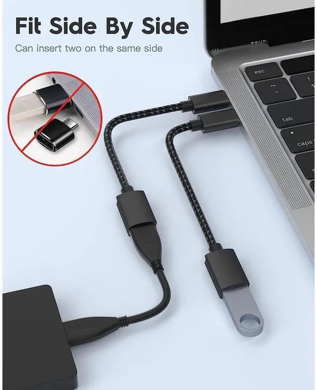 Alt view image 3 of 7 - USB C to USB 3.0 Adapter [10Gbps], [2 Pack] USB Type C Male to USB3.1 USB3.2 Female, Thunderbolt 3/4 to USB Female Adapter OTG Cable for Mac-Book Pro/Air 2022 2020,Tablet PC, Smartphones eokCXOY