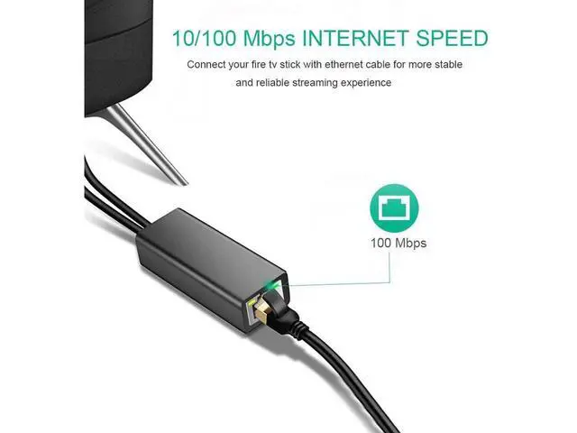 Alt view image 3 of 7 - Ethernet Adapter for Fire TV Stick Chromecast Ultra/2/1/Audio Google Home Mini Mirco USB to RJ45 Ethernet Adapter with USB Power Supply Cable 3.3ft (Black) eokCXOY