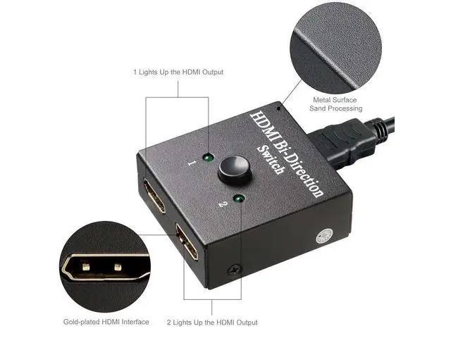 Alt view image 3 of 7 - HDMI Switch Bi-direction 4K HDMI Splitter 2 x 1/1 x 2 No External Power Required 2 Ports HDMI Switcher Supports Ultra HD 4K 3D 1080P for PS4 Xbox Fire Stick Roku eokCXOY