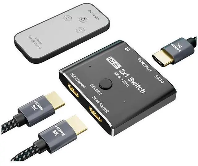 Main image of 8K@60Hz HDMI 2X1 Switch with Remote Controll Selector 2 Source 1 Display HDMI 2.1 Switch for TV Top Box PS5 Xbox eokCXOY