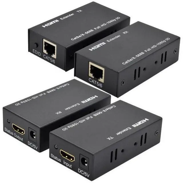 Alt view image 2 of 7 - 60M HDMI Extender Over Signal Cat5e/6 Ethernet Cable 1080P HDMI to RJ45 Network Cable Extender Repeater for PC PS2 TV Monitor eokCXOY