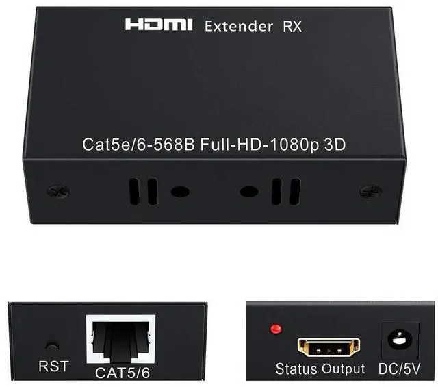 Alt view image 3 of 7 - 60M HDMI Extender Over Signal Cat5e/6 Ethernet Cable 1080P HDMI to RJ45 Network Cable Extender Repeater for PC PS2 TV Monitor eokCXOY