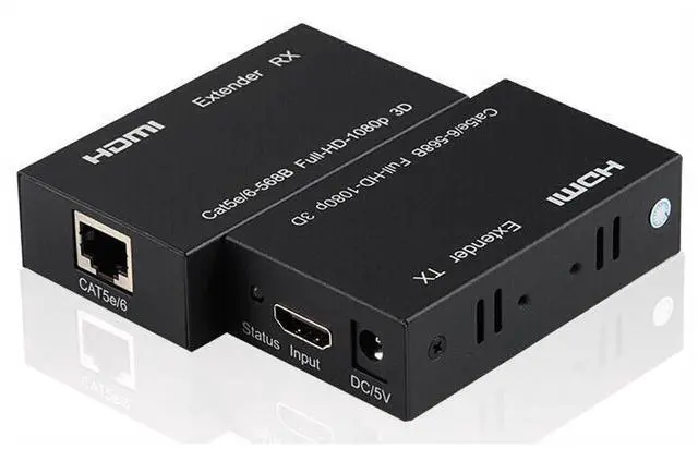 Main image of 60M HDMI Extender Over Signal Cat5e/6 Ethernet Cable 1080P HDMI to RJ45 Network Cable Extender Repeater for PC PS2 TV Monitor eokCXOY