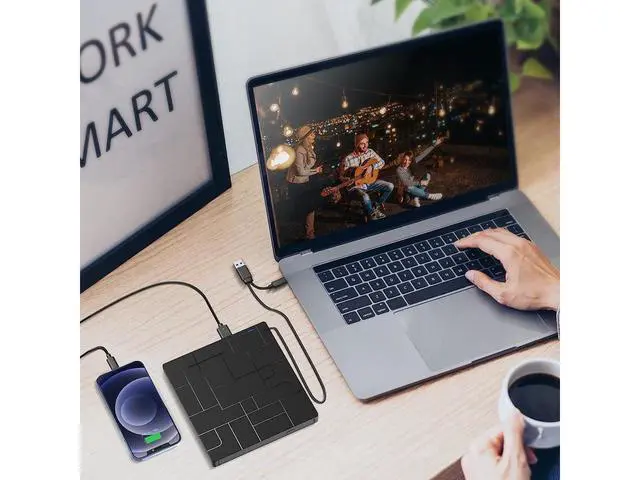 Alt view image 7 of 7 - [Upgraded] [7 in 1] External CD DVD Drive, USB 3.0 Type-C DVD-ROM CD-RW Player Ultra Slim CD Burner with 4 USB Ports SD/TF Card Slots Optical Disk DVD Drive for Laptop Desktop Windows 10/8/7 Linux OS