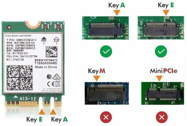 Alt view image 2 of 7 - M.2 Desktop Kit Intel AX210 Dual Band wifi Card Wi-Fi 6E AX210NGW M.2 Wifi Bluetooth 5.2 card Wireless Network 802.11ax Adapter for Windows 10