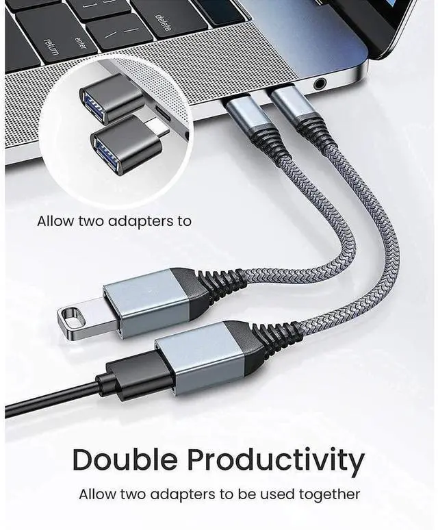 Alt view image 4 of 7 - USB C to USB Adapter [2 Pack], OTG Cable Type C Male to USB 3.0 Female 9 Inch Fast Transfer Thunderbolt 3 to USB Adapter Compatible with MacBook Pro, MacBook Air 2020, and More Type C Devices eokCXOY