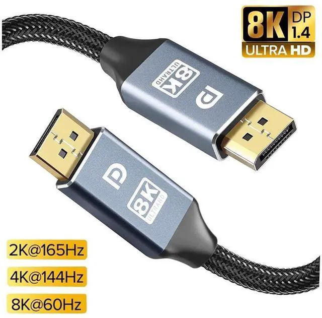 Main image of DisplayPort Cable DP 1.4, Nylon Braided 8K DP Cable (8K @60Hz, 4K @120Hz, 2K, HDR, HBR3, HDCP 2.2) Display Port Cable V1.4 High Speed 32.4Gbps DisplayPort Cord for Laptop PC TV Gaming Monitor (3.3ft)