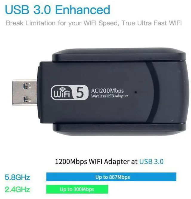 Alt view image 4 of 7 - USB 3.0 AC1200 Wireless USB Wifi Adapter Dongle Dual Band 2.4G/5GHz 802.11AC WIFI 5 1200Mbps Wireless Adapter with High Gain Antenna USB 3.0 wifi Dongle Network Card For PC Laptop Desktop eokCXOY