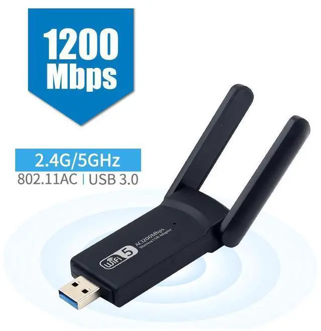 Main image of USB 3.0 AC1200 Wireless USB Wifi Adapter Dongle Dual Band 2.4G/5GHz 802.11AC WIFI 5 1200Mbps Wireless Adapter with High Gain Antenna USB 3.0 wifi Dongle Network Card For PC Laptop Desktop eokCXOY
