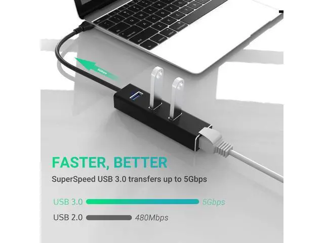 Alt view image 2 of 7 - USB 3.0 to Ethernet Adapter, 3 Ports USB 3.0 Hub with 10/100/1000Mbps LAN RJ45 Gigabit Network Adapter, Supports Windows 10/8/7, Mac OS, Linux eokCXOY