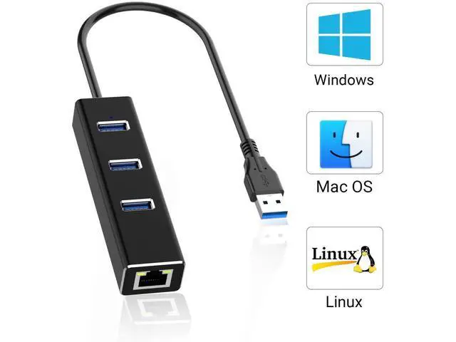 Alt view image 7 of 7 - USB 3.0 to Ethernet Adapter, 3 Ports USB 3.0 Hub with 10/100/1000Mbps LAN RJ45 Gigabit Network Adapter, Supports Windows 10/8/7, Mac OS, Linux eokCXOY