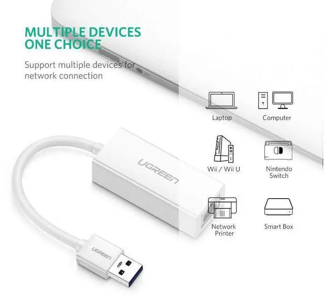 Alt view image 2 of 7 - Ethernet Adapter USB 2.0 to 10/100 Network RJ45 Lan Wired Adapter for Windows 10 8 8.1 7 XP Mac OS laptop PC Chromebook Smart, White eokCXOY
