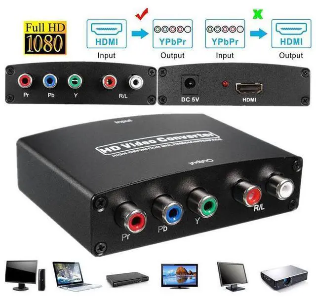Main image of HDMI(input) to YPbPr (output) Converter, avedio links HDMI to YPbPr 5RCA Converter, Supports 1080P Video Audio Converter Adapter with Power Adapter for DVD PSP Xbox 360 PS2 to HDTV Monitor eokCXOY